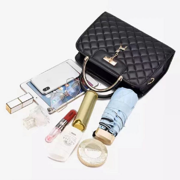 Ladies Fashion Rhombus Large Capacity Handbag - Red - Shop N Save