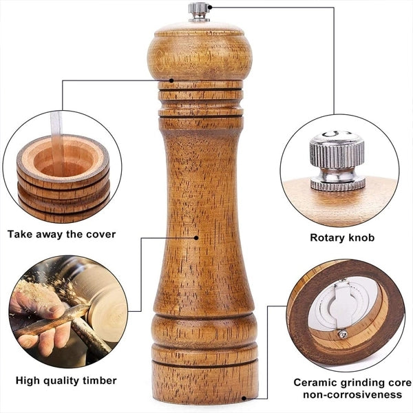 Adjustable Wooden Salt And Pepper Swivel Grinder Mill - Beige - Shop N Save