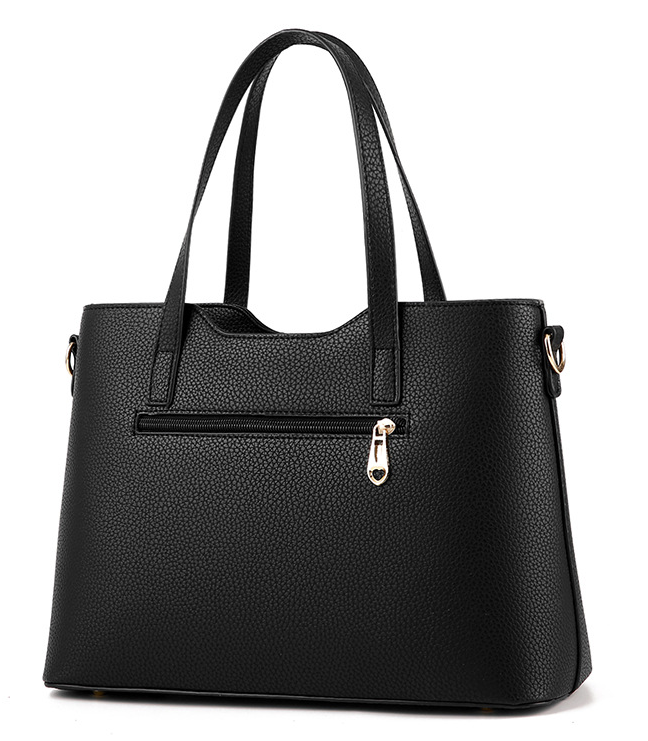Two Pieces PU Leather Formal Bag Set - Black