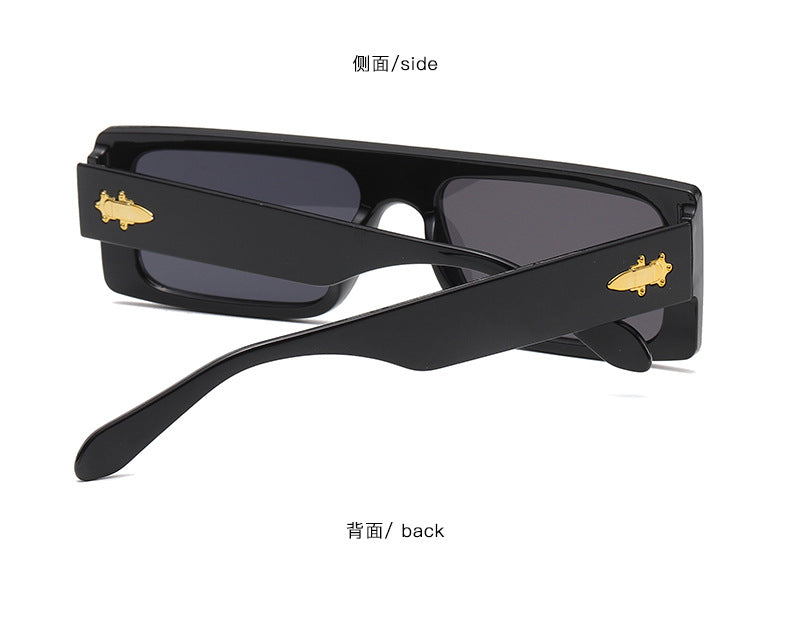 Small Frame Square Metal Decorative Unisex Sunglasses - Black - Shop N Save