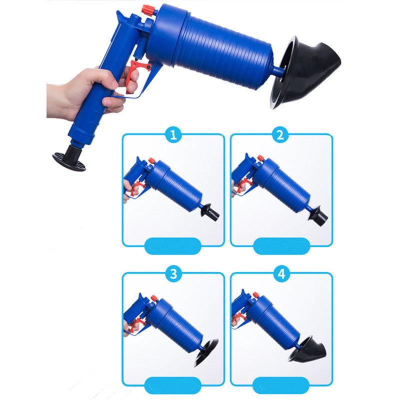 Toilet Plunger Kitchen Sink Sewer Dredge Tools High-Pressure Air Drain Pump Gun House Hold Pipe Dredge Drainer Cleaning Tool With 4 Suckers For Kitchen Bathtub Shower