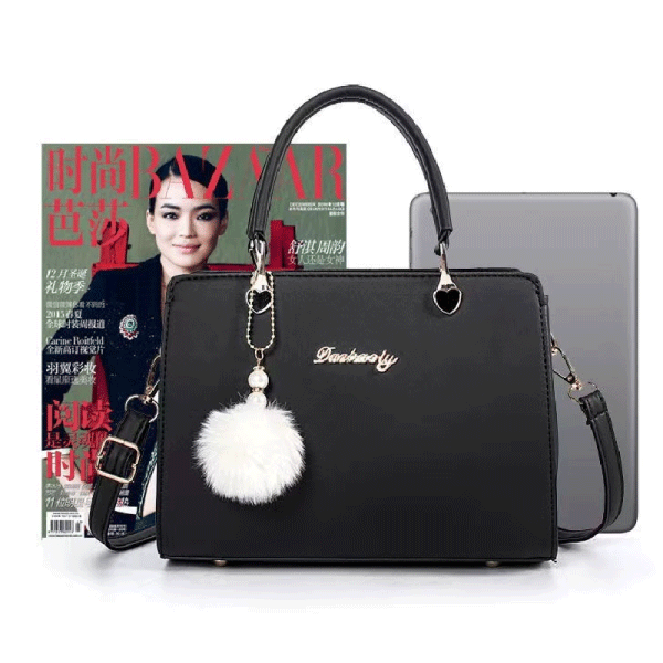 Ladies Heart Decoration High Class Handbag - Black - Shop N Save