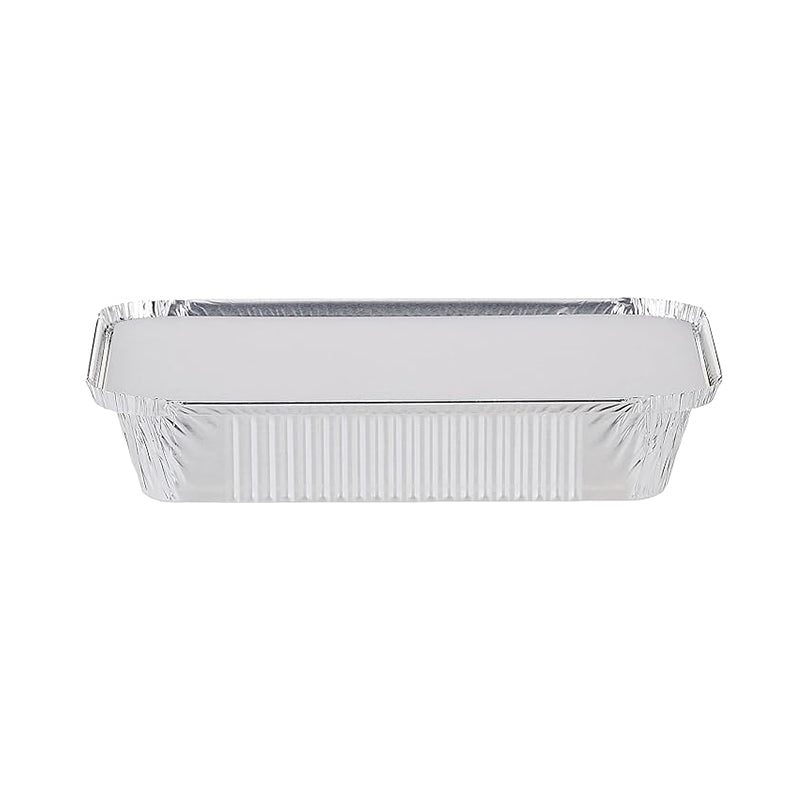 Hotpack Disposable Food Storage, Take away Aluminum Rectangle Food Container Silver 890ml with Lid, 50 Pieces - Shop N Save
