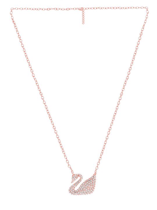 CZ Rose Gold Swan Jewelry Set - Pendant Bracelet Earrings Ring - Shop N Save
