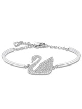 CZ Swan Jewelry Set - Silver Plated Bracelet Earrings Ring Ensemble. - Shop N Save