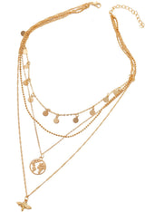 Gold-Plated Multi-Layered Necklace: Women's Shimmering Statement - Shop N Save