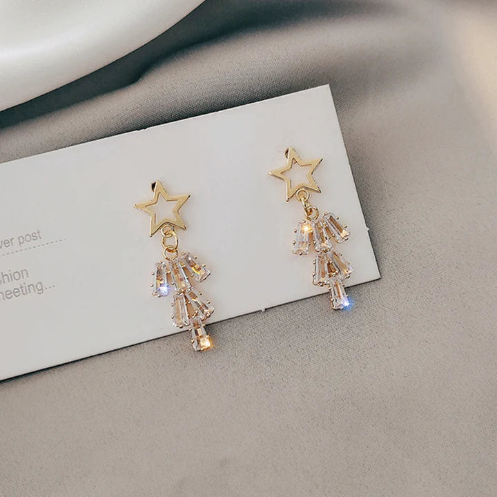 Woman Full Rhinestone Fashion Earrings - Golden - Shop N Save