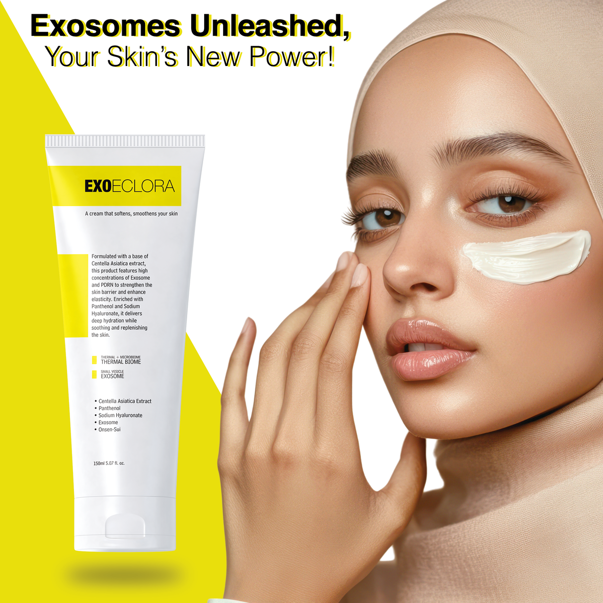 EXOECLORA Korean Exosome Cream with Centella Asiatica, 150ml