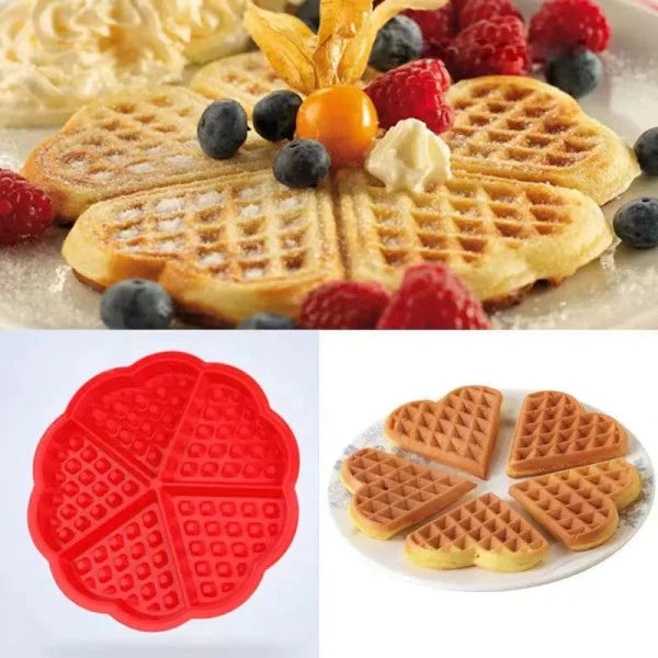 Heart Shaped Waffle Silicone Backing Mold - Red - Shop N Save