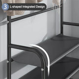 White Metal 4-Tier Shoe Rack &amp; Hat Coat Hanger Multipurpose Organizer with 8 Hooks Perfect for Entryways Bedrooms or Living Rooms - Shop N Save