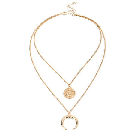 European Style Moon Disk Necklace - Exaggerated Fashion Jewelry - Shop N Save