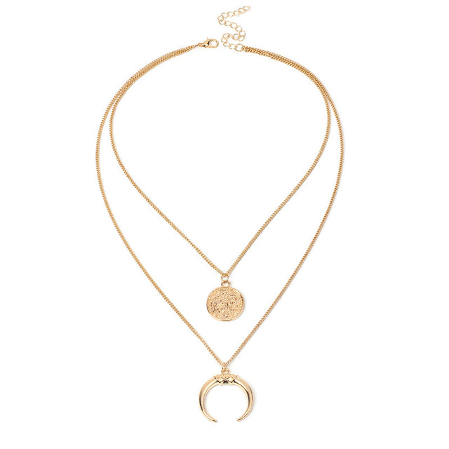 European Style Moon Disk Necklace - Exaggerated Fashion Jewelry - Shop N Save