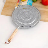 Heat Diffuser Wooden Handle Gas Electric Simmer Ring - Silver