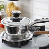 Heat Diffuser Wooden Handle Gas Electric Simmer Ring - Silver