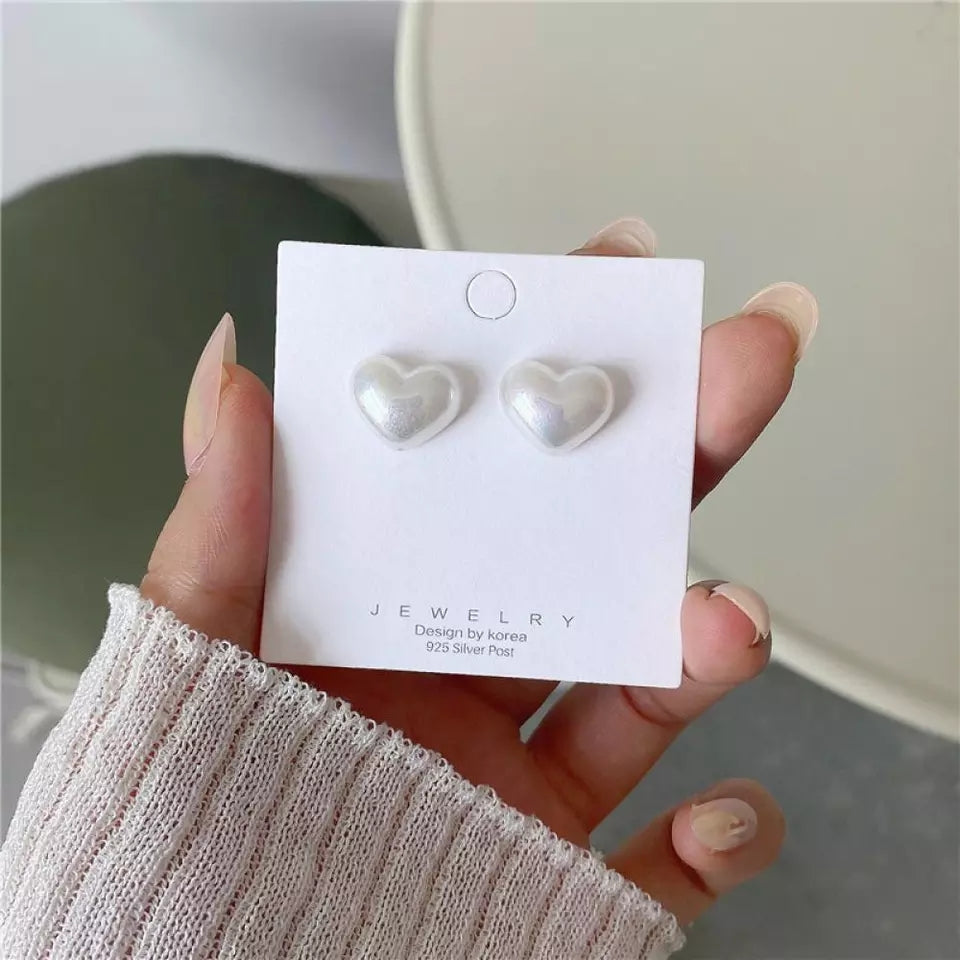 Heart Pearl Earrings: Cute, Elegant, Fashionable Studs for Women - Shop N Save