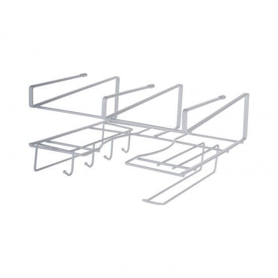 Under Shelf Wire Rack Cabinet Pot Organizer Holder Cup Hanging - Black