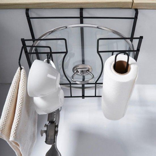Under Shelf Wire Rack Cabinet Pot Organizer Holder Cup Hanging - Black