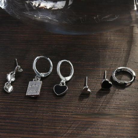 Punk Silver Tassel Chain &amp; Cherry Hoop Earrings: Edgy Geometric Design for Women - Shop N Save