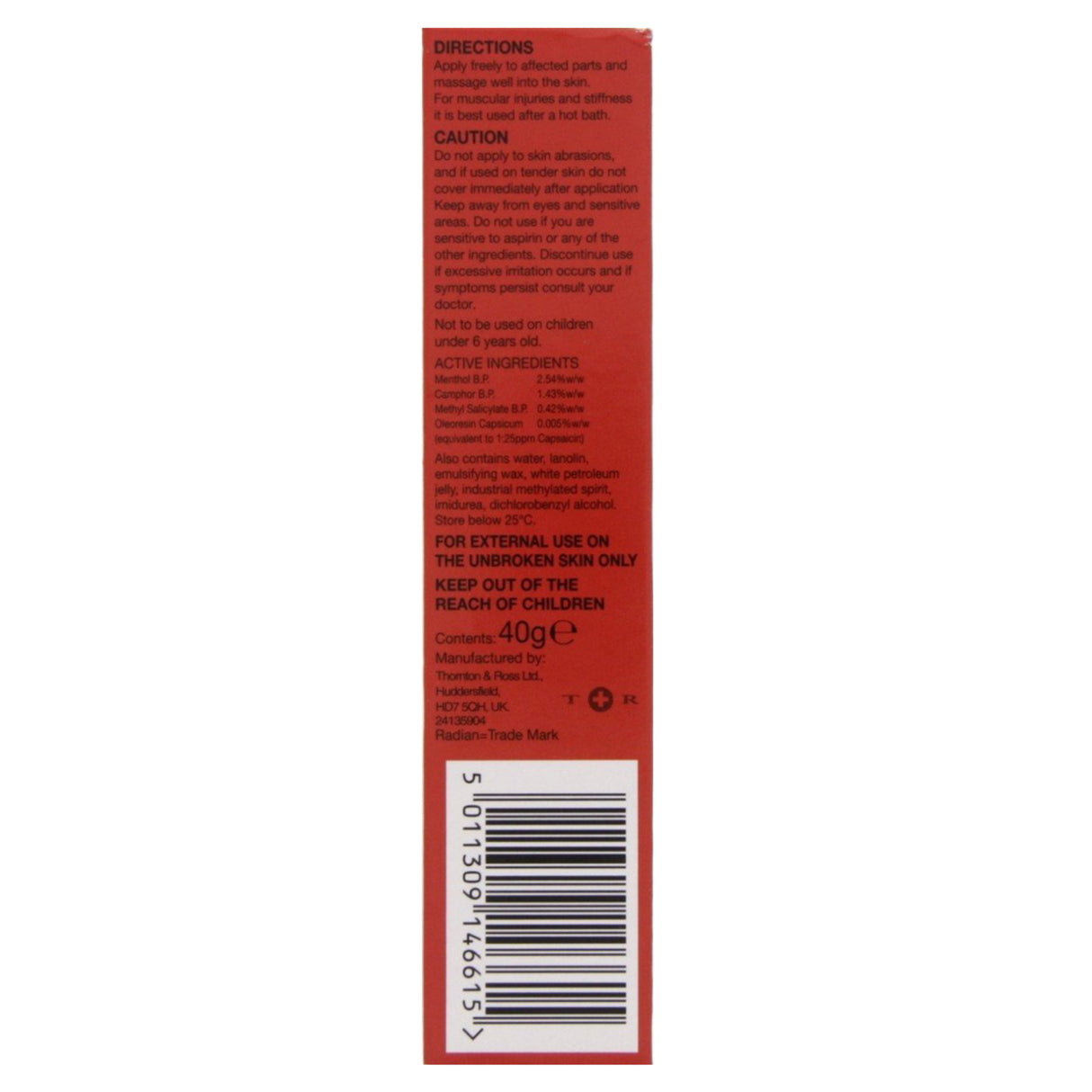 Radian Massage Cream 40g: Targeted Relief, Portable, Effective