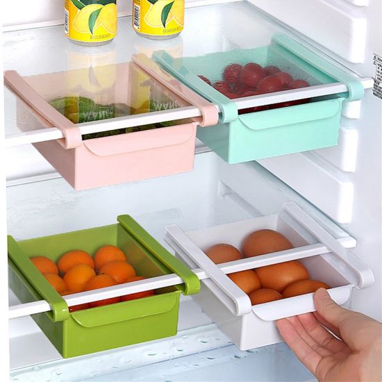 Refrigerator Space Save Organizer Storage Slide Rack - White