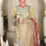 3 Piece Fancy Embroidery Dress - Stylish Light Weight Chiffon Organza Fabric Suit Indian Pakistani Fancy Embroidered Dress For Events Party Outdoor Dress - Green - Shop N Save