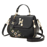 Sweet Lady One Shoulder Embroidered Crossbody Bag - Black - Shop N Save