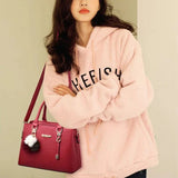 Red Lady's Fashion Handbags Simple Double Handle Zipper Closure Synthetic Leather Exterior - Shop N Save