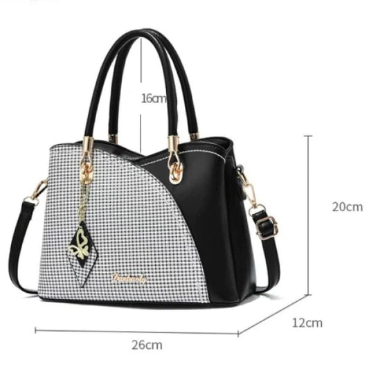 Hight Quality Women Fashion Patchwork Handbag - Jet Black