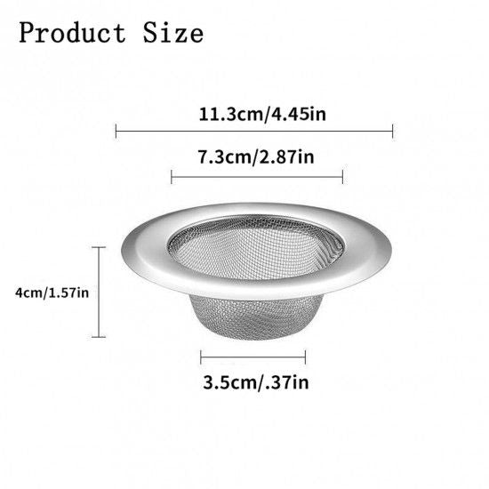Stainless Steel Kitchen Sink Drain Strainer Basket Filter - Silver