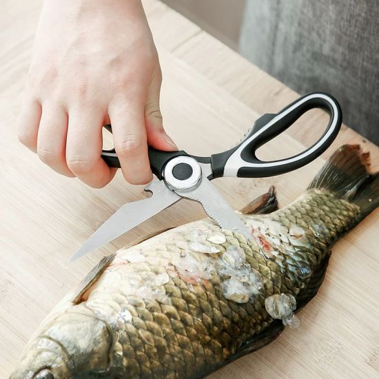 Stainless Steel Meat Cutting Scissors Chicken Bone Corkscrew - Black