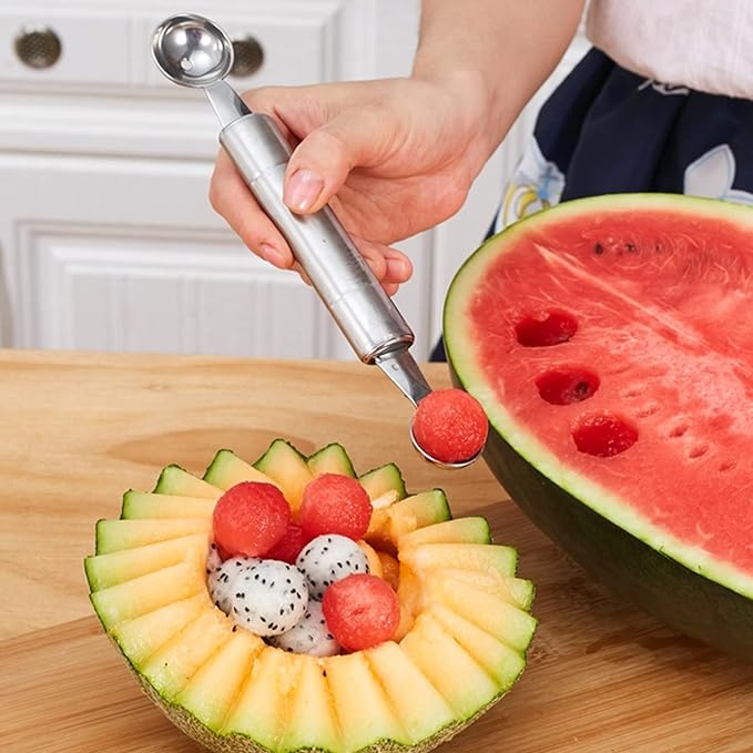 Stainless Steel Melon Baller Set - Dual Side Carving Tool for DIY Fruit Salads and Ice Cream Scooping - Shop N Save