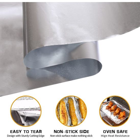 Aluminum Foil Paper Roll For Grilling Baking Roasting 3 Meter - Silver