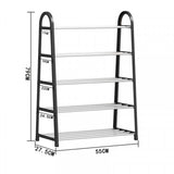Compact 5 Shelf Shoe Organizer Ideal for School Office and Home! Easy-to-Install Plastic Rack Saves Space and Offers Versatile Storage - Shop N Save