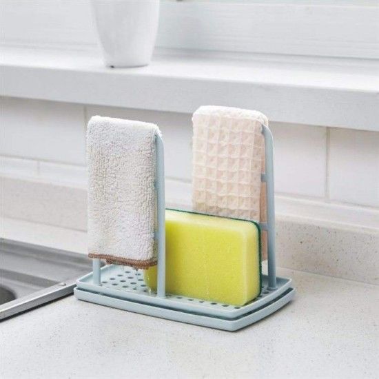 Kitchen Storage Rack Bathroom Soap Holder Sink Desktop - White