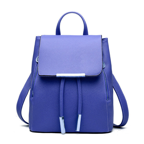 Top-Quality Blue PU Leather Magnetic Closure Backpack for Women - Shop N Save