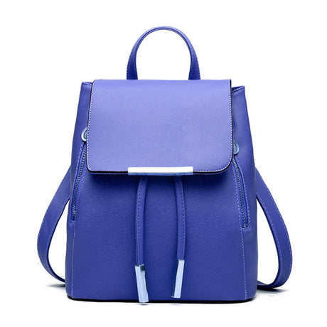 Top-Quality Blue PU Leather Magnetic Closure Backpack for Women - Shop N Save