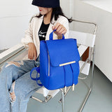 Top-Quality Blue PU Leather Magnetic Closure Backpack for Women - Shop N Save