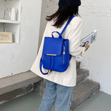 Top-Quality Blue PU Leather Magnetic Closure Backpack for Women - Shop N Save