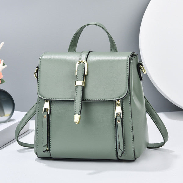 Green Magnetic Closure Women's Backpack with Adjustable Handles - Shop N Save