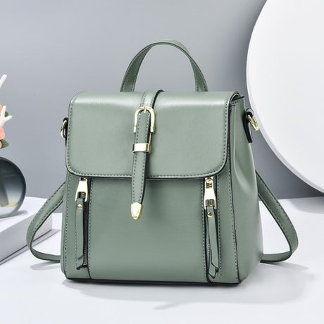 Green Magnetic Closure Women's Backpack with Adjustable Handles - Shop N Save