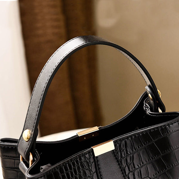 Stylish Wine Red Crocodile Pattern Handbag with Adjustable Strap and Multiple Compartments for Women - Shop N Save