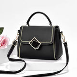 Vintage Black PU Leather Messenger Bag Adjustable Handle High-Quality Synthetic Material Perfect for Women's Fashion - Shop N Save