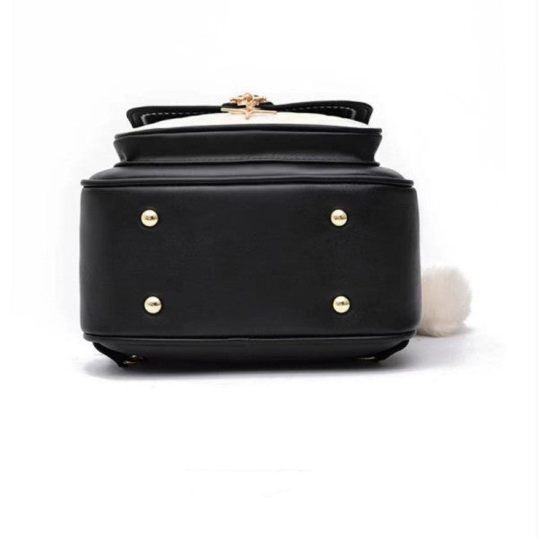 Stylish Girls Black Traveller Backpack with Synthetic Leather Straps and Multiple Compartments - Shop N Save