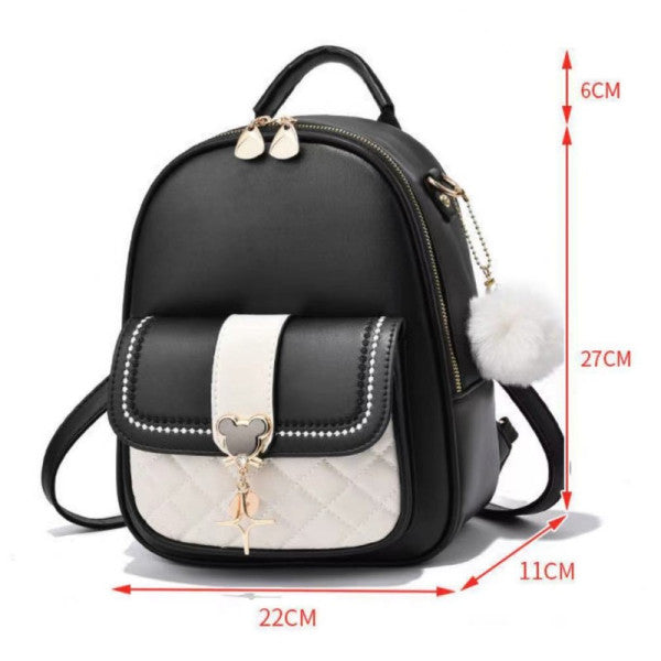 Stylish Girls Black Traveller Backpack with Synthetic Leather Straps and Multiple Compartments - Shop N Save