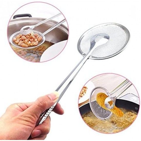 Tongs For Fry Tool 2 In 1 Kitchen Cooking - Silver