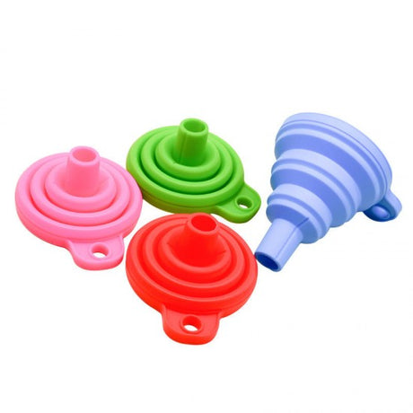 Silicone Folding Telescopic Long Neck Liquid Funnel - Blue