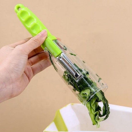 Multi Functional cutter With Storage Tube Peeler - green