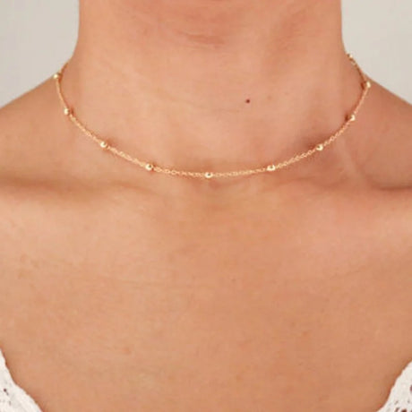 Golden Ball Chain Choker: Short Fashion Clavicle Necklace for Women - Shop N Save