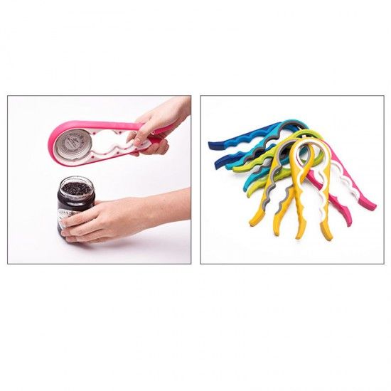 4 in 1 Multi Function Jar Can Bottle Opener Anti-skid with Silicone Handle
