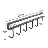 Iron Kitchen Storage Racks Holders 6 Hooks Single Row Hanger - black